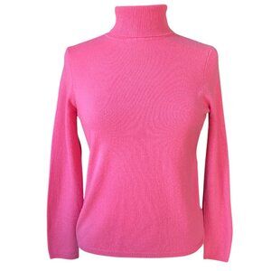 Charter Club 100% Cashmere Turtleneck Sweater Pink Barbie Quiet Luxury Ski-M